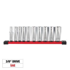 Milwaukee 3/8 in. Drive SAE Deep Well 6-Point Socket Set (10-Piece) (48-22-9405)