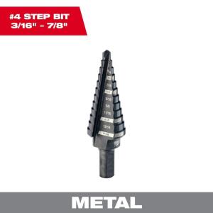 Milwaukee. #4 Black Oxide Step Drill Bit (12-Steps) 3/16 in. - 7/8 in