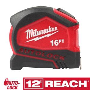 Milwaukee16 ft. Compact Auto Lock SAE Tape Measure with Fractional Scale and 9 ft. Standout