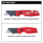 Milwaukee FASTBACK Folding Utility Knife and Compact Folding Utility Knife with Blade Storage and Gut Hook (2-Piece) (48-22-1503)