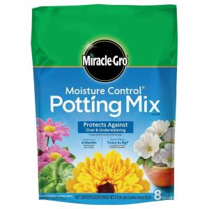 Miracle-Gro Moisture Control Potting Mix, 8 qt. for Container Plants – Protects Against Over- and Under-Watering (75578300)