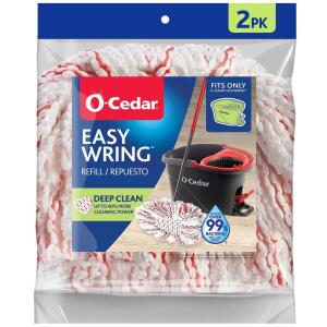 O-Cedar EasyWring Washable Microfiber Mop Head Replacements, 40% More Scrubbing Power, 2-Pack (171974)