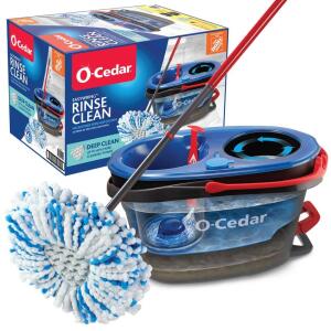 O-Cedar Easy Wring Microfiber Spin Mop and Bucket System Deep Clean & Rinse Clean (174221)