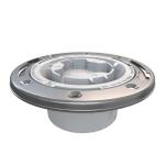 OateyFast Set 3 in. Outside Fit or 4 in. Inside Fit PVC Hub Toilet Flange with Test Cap and Stainless Steel Ring (435922)