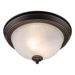 2-Light Flush Mount Ceiling Light Fixture with Frosted Swirl Glass Shade, 11.25 in, Oil Rubbed Bronze (HPI-9720 ROB)