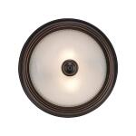 2-Light Flush Mount Ceiling Light Fixture with Frosted Swirl Glass Shade, 11.25 in, Oil Rubbed Bronze (HPI-9720 ROB)