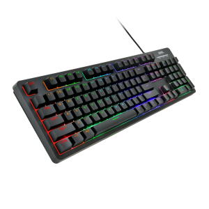 onn. Black USB Wired 104-Key LED Gaming Membrane Keyboard