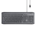 onn. USB Computer Keyboard with 104-Keys, 5 ft Cable - Gray