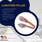 RIDGID50 ft. 10/3 Heavy Duty Indoor/Outdoor SJTW Extension Cord with Lighted End, Orange/Grey ( 68050RGD)