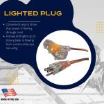 RIDGID 100 ft. 12/3 Heavy Duty Indoor/Outdoor Extension Cord with Tritap Lighted End, Orange/Grey (76100RGD)