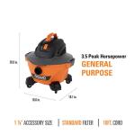 RIDGID 6 Gallon 3.5 Peak HP NXT Shop Vac Wet Dry Vacuum with General Debris Filter, Locking Hose and Accessory Attachments (HD06001)
