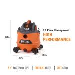 RIDGID 14 Gallon 6.0 Peak HP NXT Shop Vac Wet Dry Vacuum with Fine Dust Filter, Locking Hose and Accessory Attachments (HD1400)