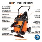 RIDGID 16 Gallon 6.5 Peak HP NXT Shop Vac Wet Dry Vacuum with Cart, Fine Dust Filter, Locking Hose and Accessory Attachments (HD1800)