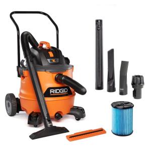 RIDGID16 Gallon 6.5 Peak HP NXT Shop Vac Wet Dry Vacuum with Cart, Fine Dust Filter, Locking Hose and Accessory Attachments (HD1800)