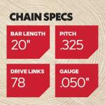 OregonChainsaw Chain for 20in. Bar Fits, Echo, Husqvarna, John Deere, Poulan, Jonsered, Craftsman, Makita and Others (H78-21)