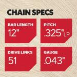 Oregon N51 Chainsaw Chain for 12 in. Bar, Fits Husqvarna Models (N51-21)