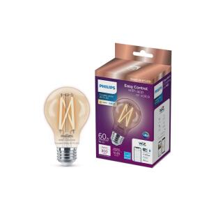 Philips 60-Watt Equivalent A19 Smart Wi-Fi Vintage Edison LED Light Bulb Tunable White 2700 (K) WiZ with Bluetooth - 1 Pack