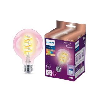 Philips Amber and Full Color G25 25W Equivalent Dimmable Smart Wi-Fi WiZ Connected Vintage Edison LED Light Bulb 2100K - 1 Pack