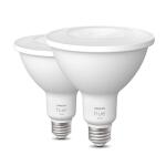 Philips Hue 100-Watt Equivalent PAR38 Smart Waterproof Soft White (2700K) Light Bulb - 2 Pack