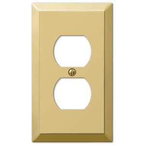 Hampton BayMetallic 1 Gang Duplex Outlet Steel Wall Plate - Polished Brass (163DBRHB)