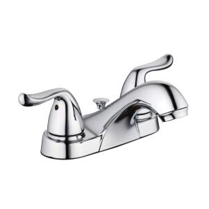 Glacier BayConstructor 4 in. Polished Chrome Centerset Double-Handle Low-Arc Bathroom Faucet