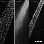 KOHLER Fordra 3-Spray Patterns 6.8 inch Exclusive Wall Mount Fixed Shower Head, Polished Chrome