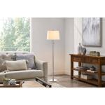 Hampton Bay 58 in. Ganton Standard Floor Lamp with Polished Nickel Finish and Hardback Drum Linen Shade for Living Room