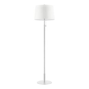 Hampton Bay 58 in. Ganton Standard Floor Lamp with Polished Nickel Finish and Hardback Drum Linen Shade for Living Room