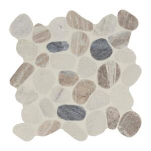 MSIPuebla Greige Pebble 12 in. x 12 in. Tumbled Marble Mesh-Mounted Mosaic Floor and Wall Tile (0.91 sq. ft./Each) (PEB-PUEGREI)