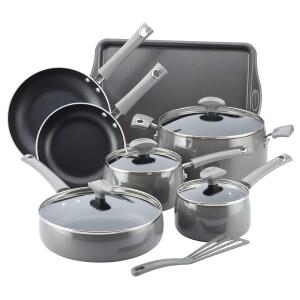 Rachael Ray 12-Piece Cookware Set City scapes Sea Salt Gray