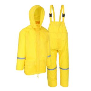 Premium Men's Large Yellow Waterproof 170T Polyester 3-Piece Rain Suit (44339/LLRCC9)