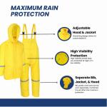 Premium Men's Large Yellow Waterproof 170T Polyester 3-Piece Rain Suit (44339/LLRCC9)