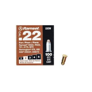 Ramset 0.22 Steel & Concrete Strip/Single-Use Load/Booster Caliber Brown Single Shot Powder Loads (100 per Pack) (00594)