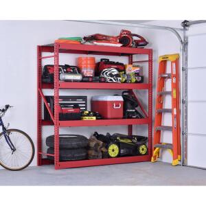 Husky4-Tier Industrial Duty Steel Freestanding Garage Storage Shelving Unit in Red (77 in. W x 78 in. H x 24 in. D) (N2W772478W4R)