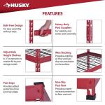 Husky5-Shelf Steel Heavy-Duty Garage Storage Shelving Unit in Red (48 in. W x 24 in. D x 78 in. H) (N3R482478W5R)