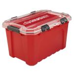 Husky20-Gal. Professional Heavy Duty Waterproof Stackable Plastic Storage Container with Hinged Lid in Red (246842)