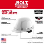 MilwaukeeBOLT Red Type 1 Class E Front Brim Non-Vented Hard Hat with 4 Point Ratcheting Suspension (48-73-1108)