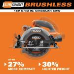 RIDGID 18V SubCompact Brushless Cordless 6 1/2 Inch Circular Saw (Tool Only)