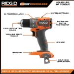 Ridgid 18V SubCompact Brushless Cordless 1/2-Inch Drill/Driver Kit, including (2) 2.0 Ah Batteries, a Charger, and a Tool Bag