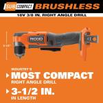 Ridgid SubCompact 18V Brushless Cordless Right Angle Drill, 3/8-inch (Tool Only)