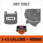 RIDGID High-Efficiency Wet Dry Vacuum Dry Pick-up Only Dust Bags for 3-4.5 Gallon and HD0600 RIDGID Shop Vacs, Size C (2-Pack) (VF3501)