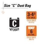 RIDGIDHigh-Efficiency Wet Dry Vacuum Dry Pick-up Only Dust Bags for 3-4.5 Gallon and HD0600 RIDGID Shop Vacs, Size C (2-Pack) (VF3501)