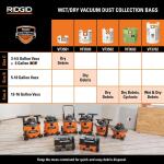 RIDGID Wet High-Efficiency Dry Pick-Up Bags, Dry 12-16 Gallon Shop Vacs, Size A (2-Pack) (VF3502)