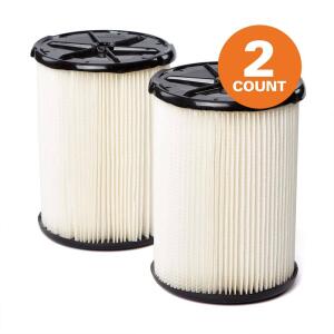 RIDGIDGeneral Debris Pleated Paper Wet Dry Vacuum Shop Vac Filter Replacement for Most 5-16 Gallon RIDGID Shop Vacs (2-Pack) (VF4200)