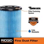 RIDGID Fine Dust Pleated Paper Wet Dry Vacuum Shop Vac Filter Replacement for Most 5-16 Gallon RIDGID Shop Vacs - 1 Pack (VF5000)