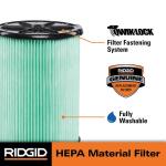 RIDGID HEPA Material Pleated Paper Wet Dry Vacuum Shop Vac Filter Replacement for Most 5-16 Gallon RIDGID Shop Vacs -1 Pack (VF6000)