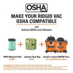 RIDGID HEPA Material Pleated Paper Wet Dry Vacuum Shop Vac Filter Replacement for Most 5-16 Gallon RIDGID Shop Vacs -1 Pack (VF6000)