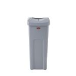 Rubbermaid Commercial Products Untouchable 23 Gal. Square Trash Can with Lid, Grey, for Offices, Warehouses, Classrooms, and Restaurants (Indoor/Outdoor)(2143862)