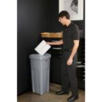 Rubbermaid Commercial Products Untouchable 23 Gal. Square Trash Can with Lid, Grey, for Offices, Warehouses, Classrooms, and Restaurants (Indoor/Outdoor)(2143862)