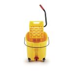 Rubbermaid Commercial Products Yellow WaveBrake 35 Qt. 2.0 Side-Press Mop Bucket with Drain (2064911)